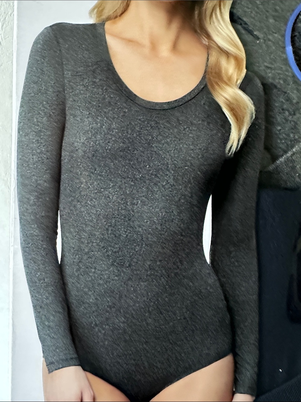 Bodysuits 32 Women's 2-Pack Long Sleeve Scoop Neck Colors Charcoal Navy Size M